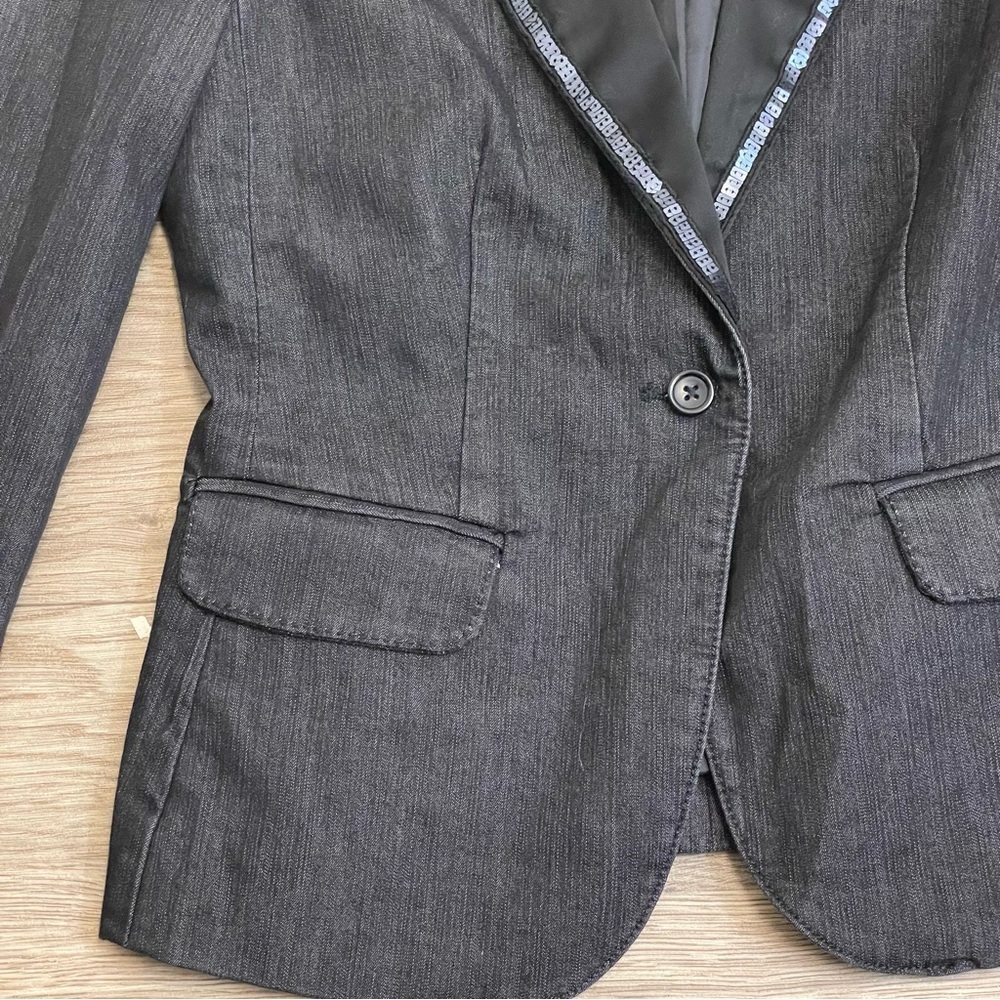 Express Design Studio Black Sequin Single Button … - image 8